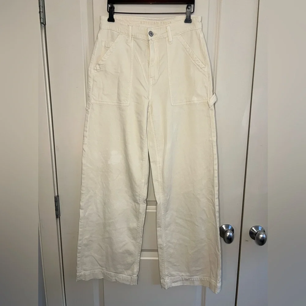 American Eagle Dreamy Drape Woven Super High-Waisted Baggy Wide-Leg Pant - Picture 3 of 6